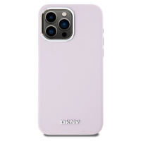 Zadní kryt DKNY Liquid Silicone Silver Metal Logo Magsafe pro Apple iPhone 15 Pro Max, růžová