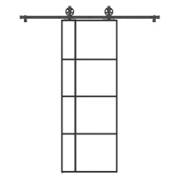 vidaXL Posuvné dveře s kováním 76x205 cm ESG sklo a hliník