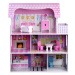 mamido Dřevěný domeček pro panenky s LED osvětlením růžový
