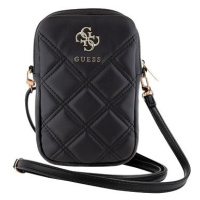 Guess PU Quilted 4G Metal Logo Taška na Telefon se Zipem Black