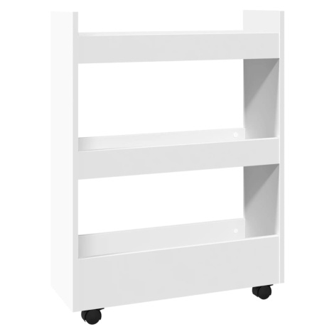 vidaXL Úzký úložný vozík se 3 patry, bílý, z umělého dřeva