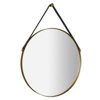 SAPHO ORBITER kulaté zrcadlo s koženým páskem ø 60cm, zlato mat ORT060G