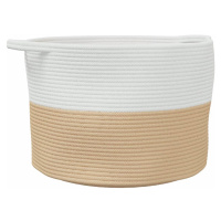 vidaXL Koš na prádlo béžový a bílý Ø 55 x 36 cm bavlna