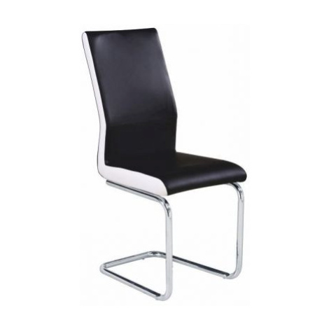 Jídelní židle NEANA, ekokůže černá / bílá + chrom FOR LIVING