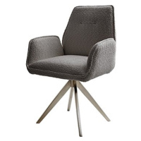 DELIFE Otočná židle Zoa-Flex křížová podnož zaoblená otočná nerezová ocel bouclé šedá