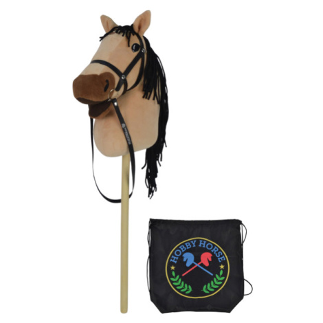 Béžový Hobby Horse 73 cm, s černým batohem, se zvukem koně - 32GS-8099C Sparkys