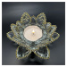 Křišťálové sklo - Svícen lotosový květ s minerály Basic, Bílá