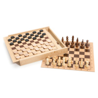 Jeujura Šachy a dáma v dřevěné krabici