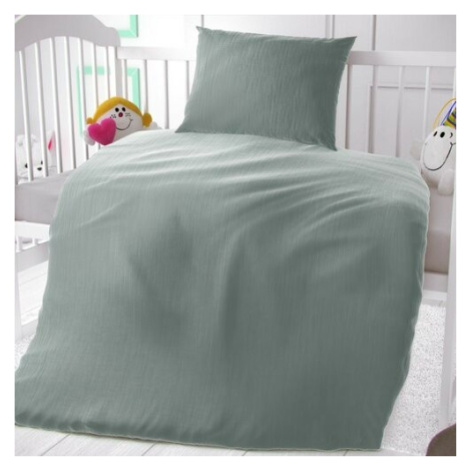 Kvalitex Dětské mušelínové povlečení do postýlky světle zelená