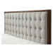 Dvoulůžková postel SOLOMO –⁠ 160x200, dřevo/ látka, ořech/béžová