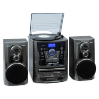 Auna 388 Franklin DAB+, stereo systém, gramofon, přehrávač na 3 CD, BT, přehrávač na kazety, AUX