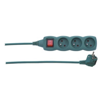 Prodlužovací kabel EMOS 3m/3zásuvky s vypínačem zelená P1313Z 1912330300
