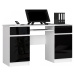 Ak furniture Psací stůl A5 135 cm bílý/černý