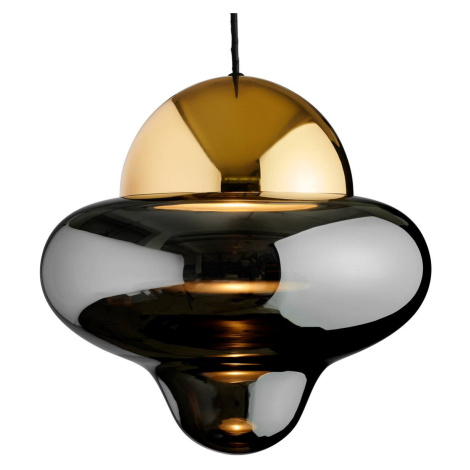 DESIGN BY US Závěsné svítidlo LED Nutty XL, kouřově šedá / zlatá barva, Ø 30 cm