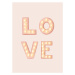 Ilustrace LOVE Light Letters Pink, Aminah Eleonora, 30 × 40 cm