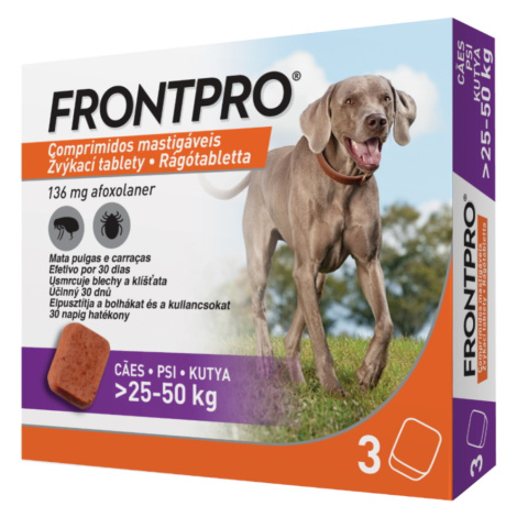 FRONTPRO® antiparazitární žvýkací tablety pro psy (25-50 kg) 136 mg 3 kusy