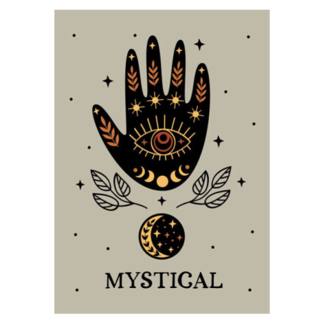 Plakát, Obraz - mystical poster with black hand, moon, eye, nataka, 30 × 40 cm
