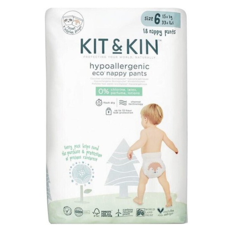 KIT & KIN Kalhotky plenkové jednorázové eko 6 (15 kg+) 18 ks