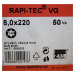 RAPI-TEC VG 8x220mm-válcová hlava, T40, žlutý / bílý, plný závit