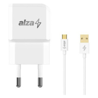 AlzaPower Smart Charger 2.1A bílá + Core Micro USB 1m bílý