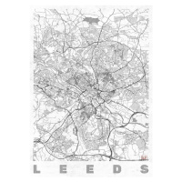 Mapa Leeds, Hubert Roguski, (30 x 40 cm)