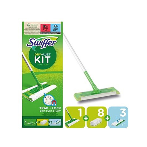 Swiffer Sweeper na podlahy Startovací Sada: 1 Násada, 8ks Dry a 3ks vlhčené ubrousky