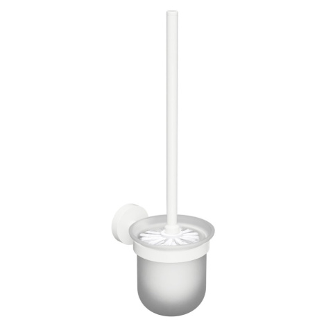 X-ROUND WHITE WC štětka nástěnná, miska mléčné sklo, bílá XR303W Sapho