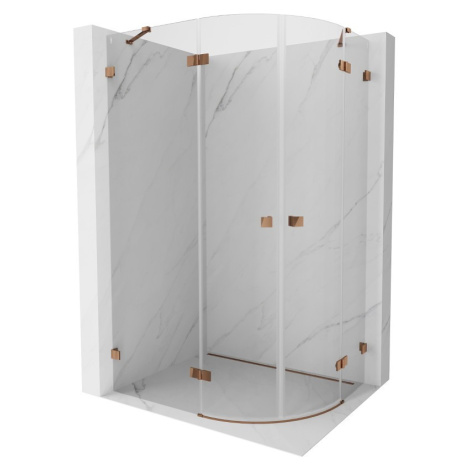 MEXEN/S Lunar sprchový kout čtvrtkruh křídlový levá 80 x 70, transparent, růžové zlato 833-080L-