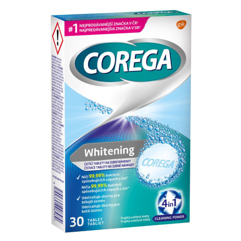 Corega Whitening Antibakteriální tablety 30 ks