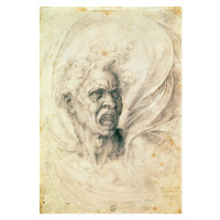 Michelangelo Buonarroti - Obrazová reprodukce Study of a man shouting, (26.7 x 40 cm)