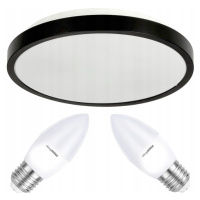 Stropní LED svítidlo LARI-R BLACK - 2xE27 IP20 + 2x E27 10W svíčka - teplá bílá