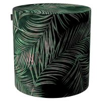 Dekoria Sedák Barrel- válec pevný,  d40cm, výška 40cm, stylizované palmové listy na zeleném podk