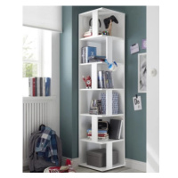 Rohový regál s přihrádkami Corner Shelf, bílý