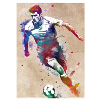 Ilustrace Soccer player sport art, Justyna Jaszke, 30 × 40 cm