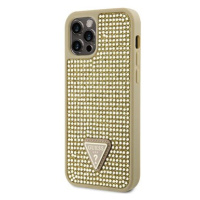 Guess Rhinestones Triangle Metal Logo Kryt pro iPhone 12/12 Pro Gold