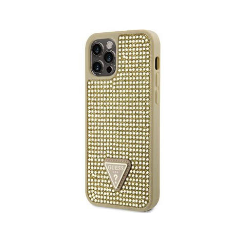 Guess Rhinestones Triangle Metal Logo Kryt pro iPhone 12/12 Pro Gold