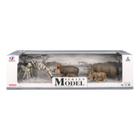 Sada Model Svět zvířat zebry, hroši, nosorožci, máma + mládě