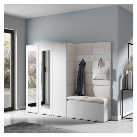 Eka Předsíňová stěna s čalouněnými panely Trinity 15 - Bílá / Krémová bílá 2301