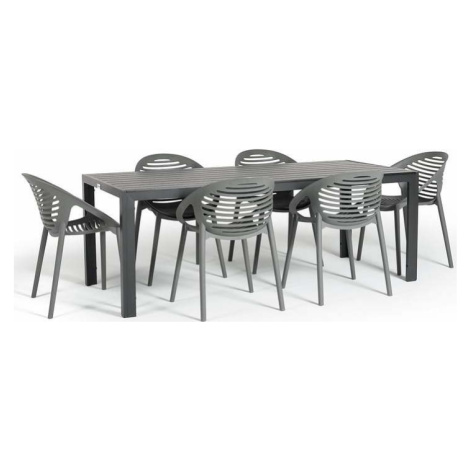 Zahradní jídelní set pro 6 osob s šedou židlí Joanna a stolem Viking, 90 x 205 cm Bonami
