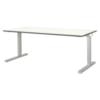 mauser Výškově nastavitelný obdélníkový stůl, š x h 1800 x 800 mm, deska bílá, podstavec v hliní