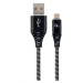 GEMBIRD Kabel USB 2.0 AM na MicroUSB (AM/BM), 2m, opletený, černo-bílý, blister, PREMIUM QUALITY