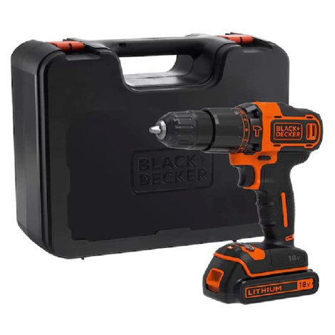 BLACK+DECKER Nářadí - 18V AKU vrtačka s příklepem, 1x aku 1,5 Ah Li-Ion, nabíječka BDCHD18K-QW Black + Decker