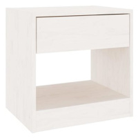 SHUMEE Noční stolek bílý 40 × 31 × 40 cm masivní borové dřevo, 808065