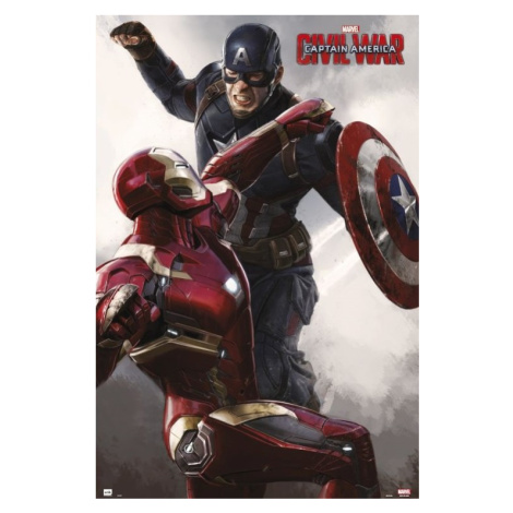 Plakát, Obraz - Captain America: Občanská válka - Cap VS Iron Man, (61 x 91.5 cm)
