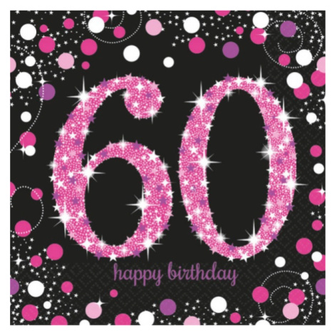 UBROUSKY papírové  Sparkling pink narozeniny  "60" 33x33cm 16ks Amscan