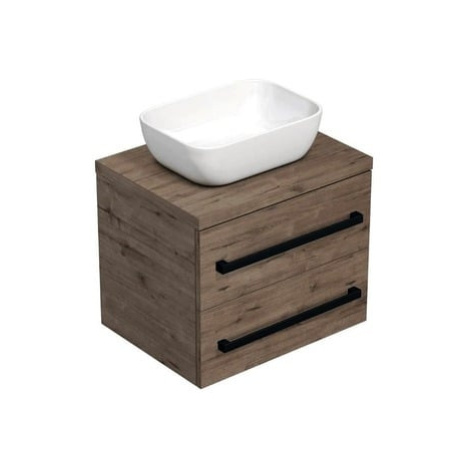 Koupelnová skříňka s černou úchytkou a krycí deskou SAT Cube Way 60x47,5x46 cm dub Wellington ma