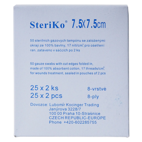 STERIKO Gáza kompresní sterilní 7,5 x 7,5 cm 25 kusů