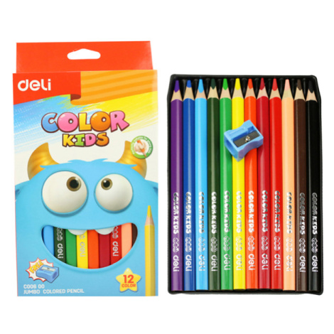Pastelky DELI trojhranné JUMBO Color Kids - 12 barev