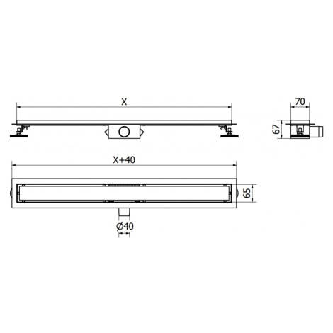 MEXEN Flat odtokový žlab bez roštu 60 cm černá 1715060