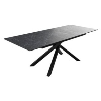 DELIFE Jídelní stůl Edge 180-220x90cm Laminam® keramika šedá rozkládací křížová podnož černá